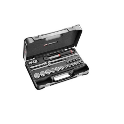 Facom 22-Piece Imperial 1/2 in Standard Socket Set with Ratchet, 6 point
