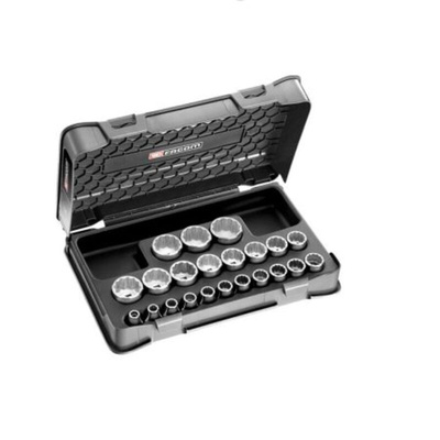 Facom 22-Piece Metric 1/2 in Standard Socket Set , 12 point