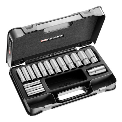 Facom 16-Piece Metric 1/2 in Deep Socket Set , 12 point