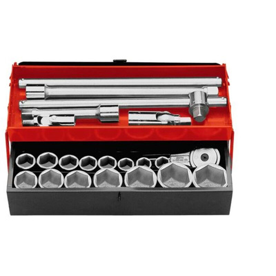 Facom Metric 3/4 in Standard Socket Set with Ratchet, 6 point