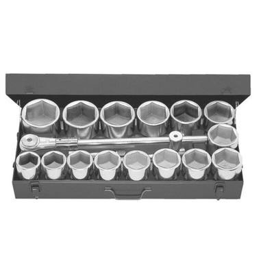 Facom Metric 1 in Standard Socket Set with Ratchet, 6 point