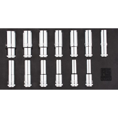 RS PRO 13-Piece Metric 1/2 in Deep Socket Set , 6 point