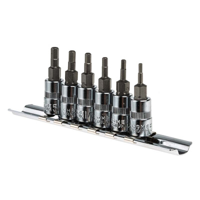 RS PRO 6-Piece Imperial 1/4 in Bit Socket Set , Tamperproof Hex Bit