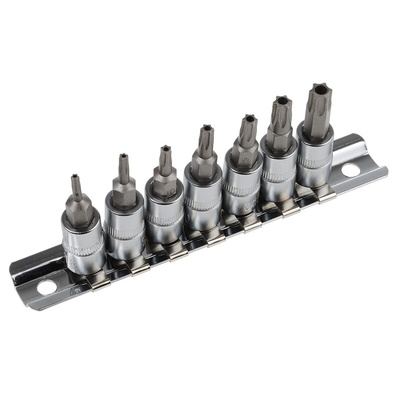 RS PRO 7-Piece 1/4 in Bit Socket Set , Tamperproof Torx Bit