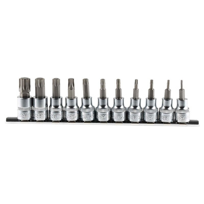 RS PRO 11-Piece 3/8 in Bit Socket Set , Torx Bit