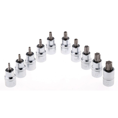 RS PRO 10-Piece 1/2 in Bit Socket Set , Torx Bit