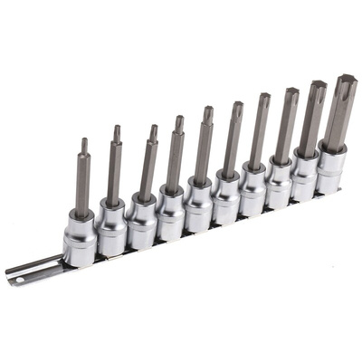 RS PRO 10-Piece 1/2 in Bit Socket Set , Torx Bit