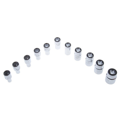 Bahco 16-Piece Metric 1/4 in Standard Socket Set with Ratchet, 6 point