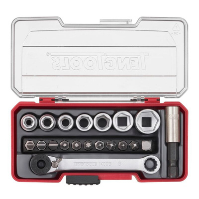 Teng Tools 20-Piece Metric 1/4 in Standard Socket/Bit Set with Ratchet