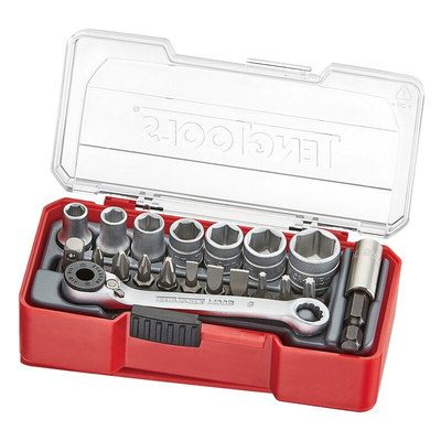 Teng Tools 20-Piece Metric 1/4 in Standard Socket/Bit Set with Ratchet