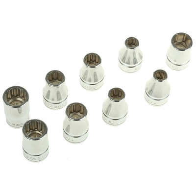 Facom 9-Piece Metric 1/2 in Standard Socket Set , 12 point