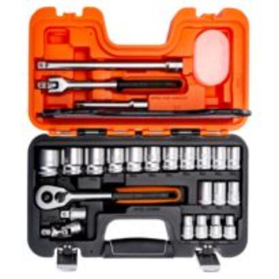 Bahco 24-Piece Metric 1/2 in Standard Socket Set with Ratchet, 6 point