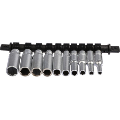 RS PRO 10-Piece Metric 1/4 in Deep Socket Set , 6 point