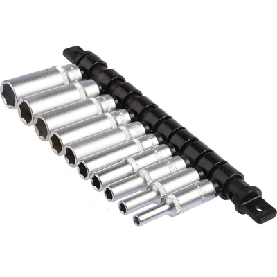 RS PRO 10-Piece Metric 1/4 in Deep Socket Set , 6 point