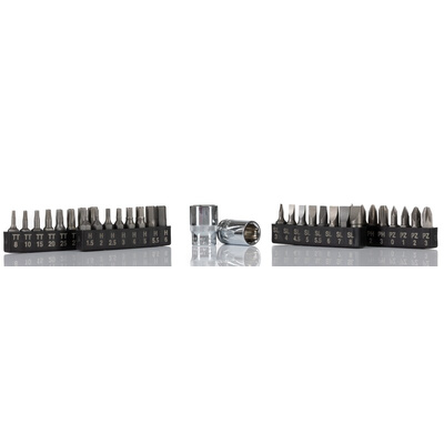 RS PRO 46-Piece Imperial, Metric 1/4 in Standard Socket/Bit Set with Ratchet