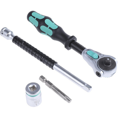 Wera 26-Piece Metric 1/4 in Standard Socket/Bit Set with Ratchet, 6 point; Hex Bit; Phillips Bit; Pozidriv Bit; Slotted