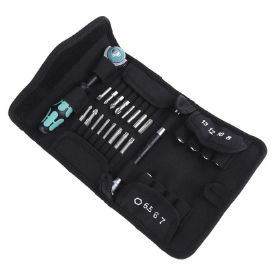 Wera 26-Piece Metric 1/4 in Standard Socket/Bit Set with Ratchet, 6 point; Hex Bit; Phillips Bit; Pozidriv Bit; Slotted