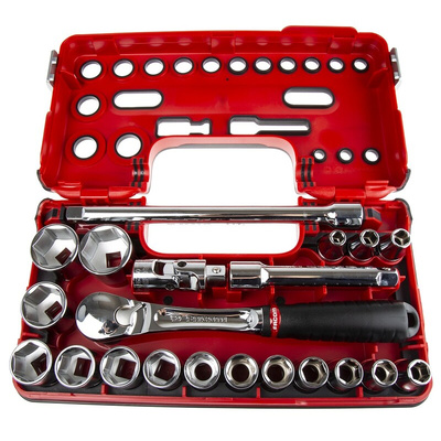 Facom 21-Piece Metric 1/2 in Standard Socket Set with Ratchet, 6 point