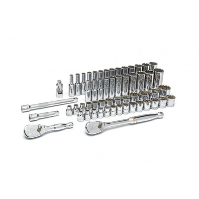 GearWrench 57-Piece Imperial, Metric 3/8 in Deep Socket/Standard Socket Set with Ratchet, 12 point