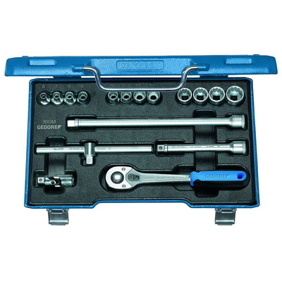 Gedore 17-Piece Metric 3/8 in Standard Socket Set with Ratchet, 12 point