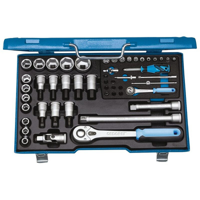 Gedore 50-Piece Metric 1/2 in; 1/4 in Standard Socket/Bit Set with Ratchet, 6 point