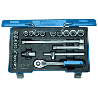 Gedore 22-Piece Metric 3/8 in Standard Socket Set with Ratchet, 12 point