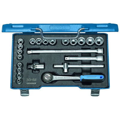 Gedore 22-Piece Metric 3/8 in Standard Socket Set with Ratchet, 12 point