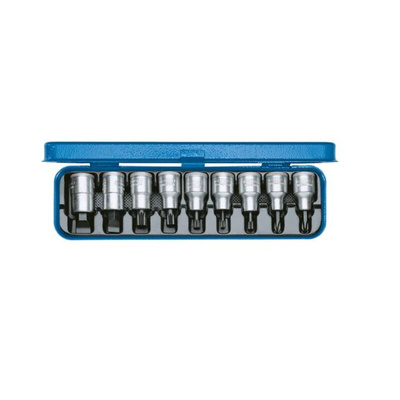 Gedore 9-Piece Metric 1/2 in Bit Socket Set , Hex Bit