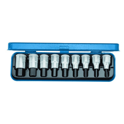 Gedore 9-Piece Metric 1/2 in Bit Socket Set , Hex Bit