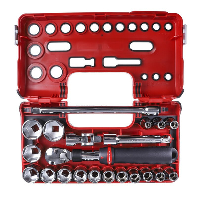 Facom 21-Piece Metric 1/2 in Standard Socket Set with Ratchet, 6 point