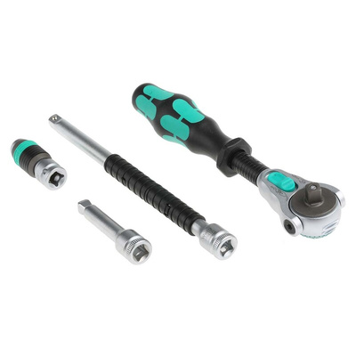 Wera 28-Piece Metric 1/4 in Standard Socket/Bit Set with Ratchet, 6 point; Hex Bit; Phillips Bit; Pozidriv Bit; Torx Bit