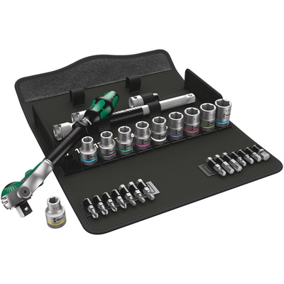 Wera 28-Piece Metric 1/2 in Standard Socket/Bit Set with Ratchet, 6 point; Hex Bit; Phillips Bit; Pozidriv Bit; Torx Bit