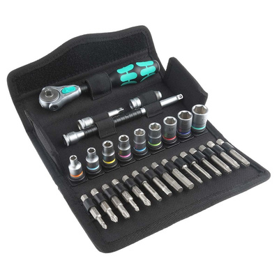 Wera 28-Piece Imperial 1/4 in Standard Socket/Bit Set with Ratchet, 6 point; Hex Bit; Phillips Bit; Pozidriv Bit; Torx