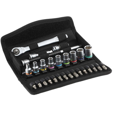 Wera 28-Piece Imperial 1/4 in Standard Socket/Bit Set with Ratchet, 6 point; Hex Bit; Phillips Bit; Pozidriv Bit; Torx