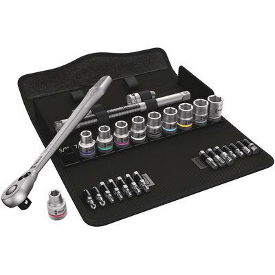 Wera 28-Piece Imperial 1/2 in Standard Socket/Bit Set with Ratchet, 6 point; Hex Bit; Phillips Bit; Torx Bit