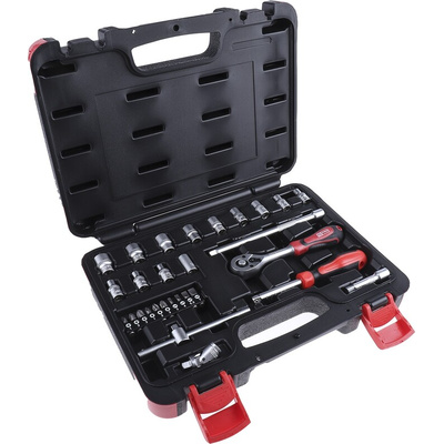 RS PRO 29-Piece Metric 1/4 in Standard Socket/Bit Set with Ratchet