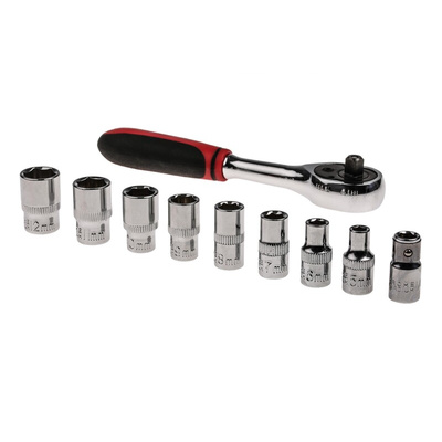 RS PRO 55-Piece Metric 1/4 in Standard Socket/Bit Set with Ratchet