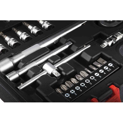 RS PRO 46-Piece Metric 1/4 in; 3/8 in Standard Socket/Bit Set with Ratchet