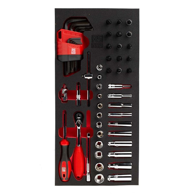 RS PRO 52-Piece Metric 1/4 in Deep Socket/Standard Socket/Allen Key/Bit Set with Ratchet