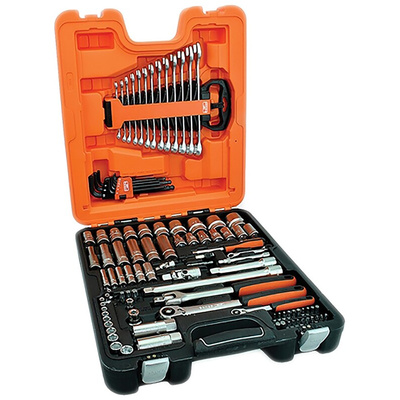 Bahco 103-Piece Metric 1/2 in; 1/4 in Deep Socket/Standard Socket/Spanner/Allen Key/Bit Set with Ratchet, 6 point; Hex