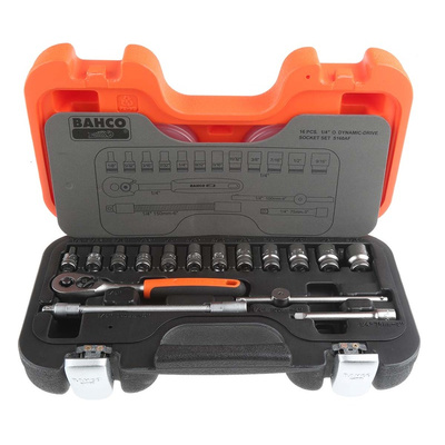 Bahco 16-Piece Imperial 1/4 in Standard Socket Set with Ratchet, 6 point