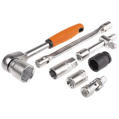 Bahco 108-Piece Metric 1/2 in; 1/4 in Deep Socket/Standard Socket/Spanner/Allen Key/Bit Set with Ratchet, 6 point;