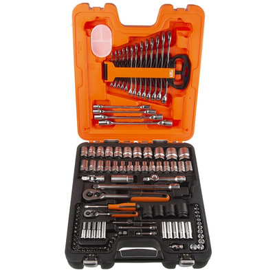 Bahco 108-Piece Metric 1/2 in; 1/4 in Deep Socket/Standard Socket/Spanner/Allen Key/Bit Set with Ratchet, 6 point;