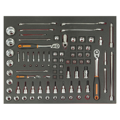 Bahco 83-Piece Metric 1/2 in; 1/4 in; 3/8 in Standard Socket/Spanner/Bit Set with Ratchet, 6 point