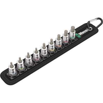 Wera 9-Piece Imperial 1/4 in Bit Socket Set , Hex Bit