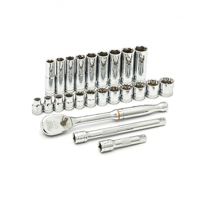 GearWrench 24-Piece Metric 3/8 in Deep Socket/Standard Socket Set with Ratchet, 6 point; 12 point