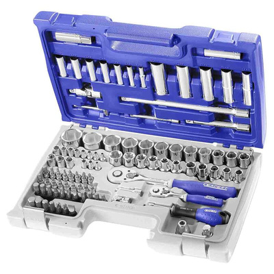Expert by Facom 98-Piece Metric 1/2 in; 1/4 in Deep Socket/Standard Socket/Bit Set with Ratchet, 6 point; e-Torx; Hex