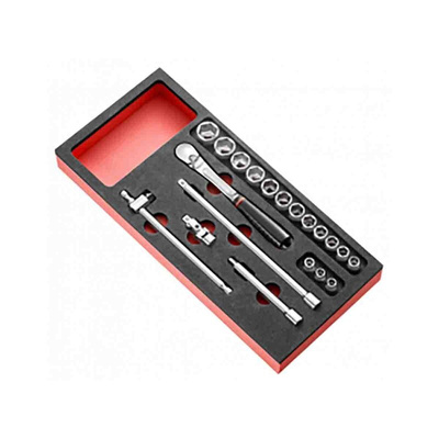 Facom 20-Piece Metric 3/8 in Standard Socket Set with Ratchet, 6 point