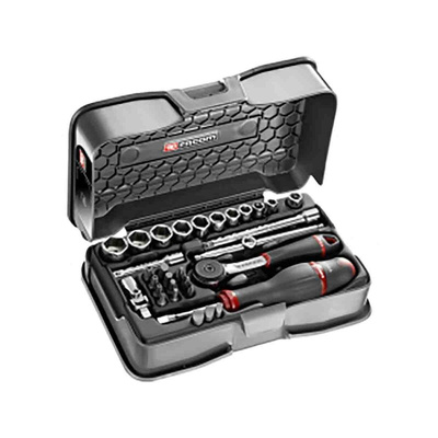 Facom 31-Piece Imperial 1/4 in Standard Socket/Bit Set with Ratchet, 6 point; Hex Bit; Phillips Bit; Slotted Bit; Torx