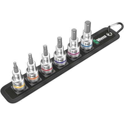 Wera 6-Piece Metric 1/2 in Bit Socket Set , Hex Bit